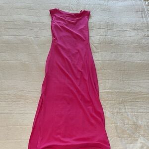 Amazon Pink Dress Bateau Neckline Sleeveless-  Midi Dress